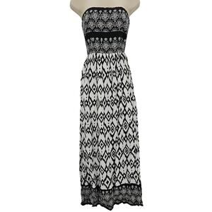 chinese dress ladies Striped Tube Strapless Maxi Dress Off White / M